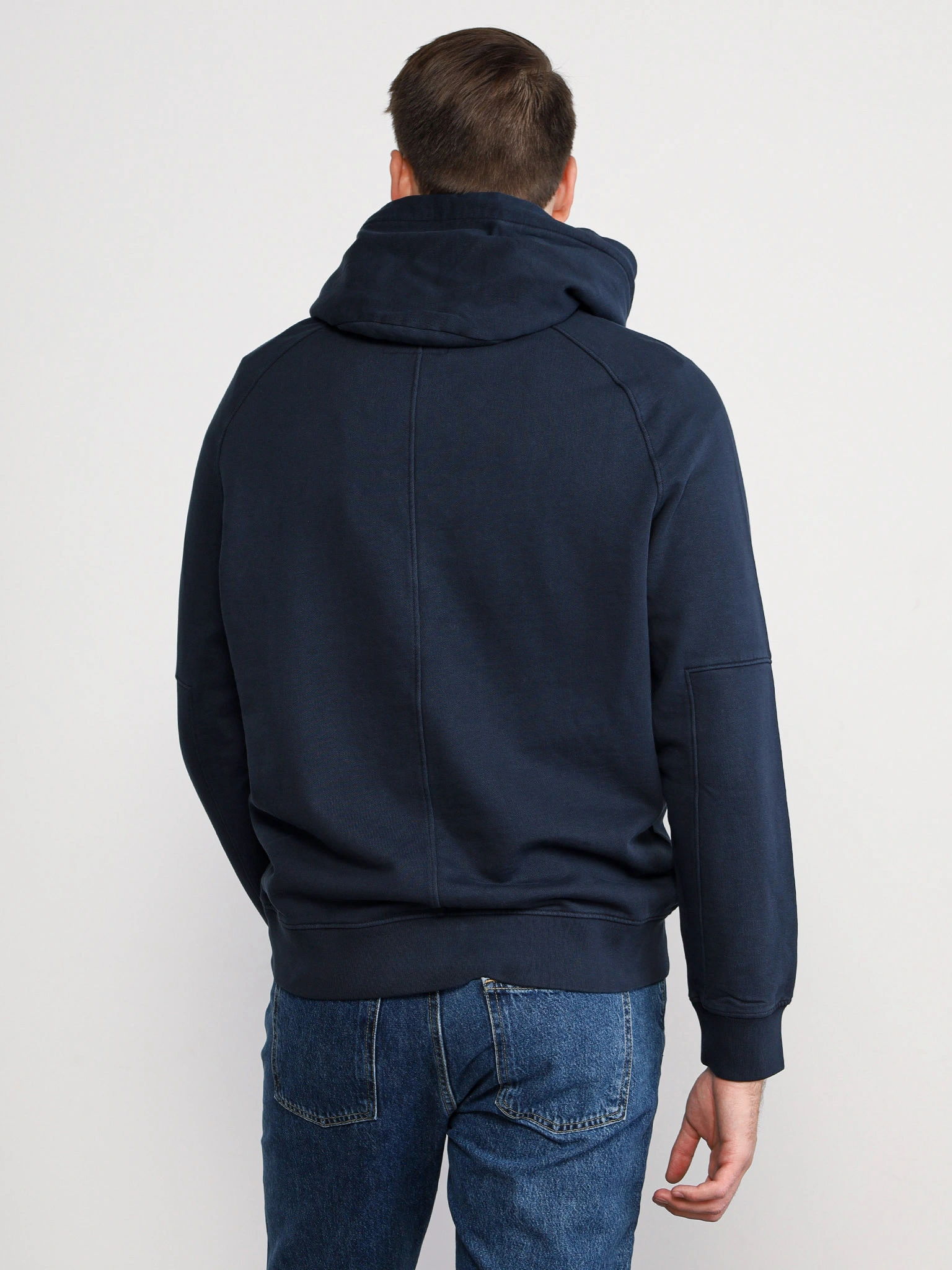 Толстовка темно-синего цвета с капюшоном из хлопка